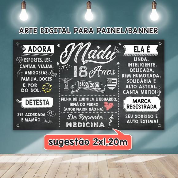 Arte Digital Painel Chalkboard Festa - Aniversário 18 Anos