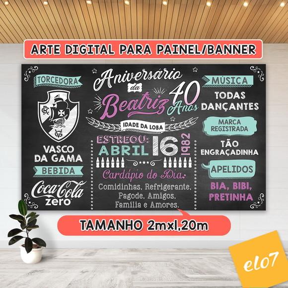Arte Digital Painel Chalkboard Festa - Aniversário 40 Anos