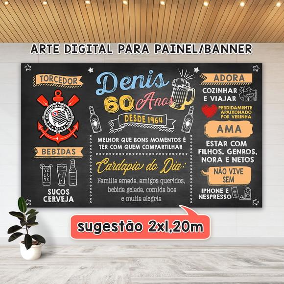 Arte Digital Painel Chalkboard Festa - Aniversário 60 Anos