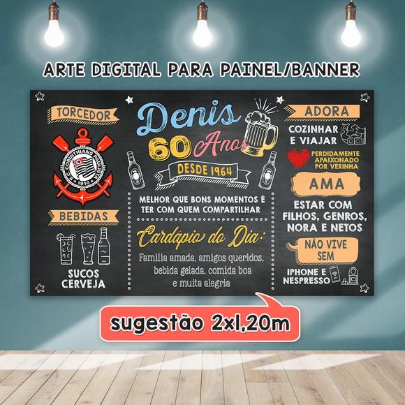 Arte Digital Painel Chalkboard Festa - Aniversário 60 Anos
