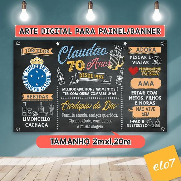 Arte Digital Painel Chalkboard Festa - Aniversário 70 Anos