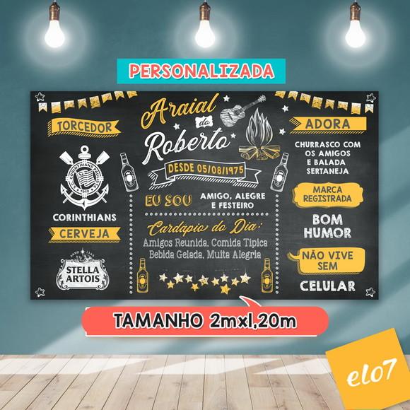 Arte Digital Painel Chalkboard Festa - Arraial Do Roberto