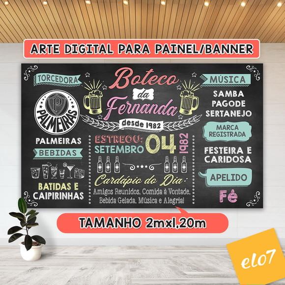 Arte Digital Painel Chalkboard Festa - Boteco Da Fernanda