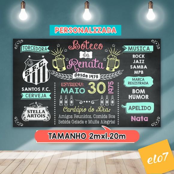 Arte Digital Painel Chalkboard Festa - Boteco da Renata