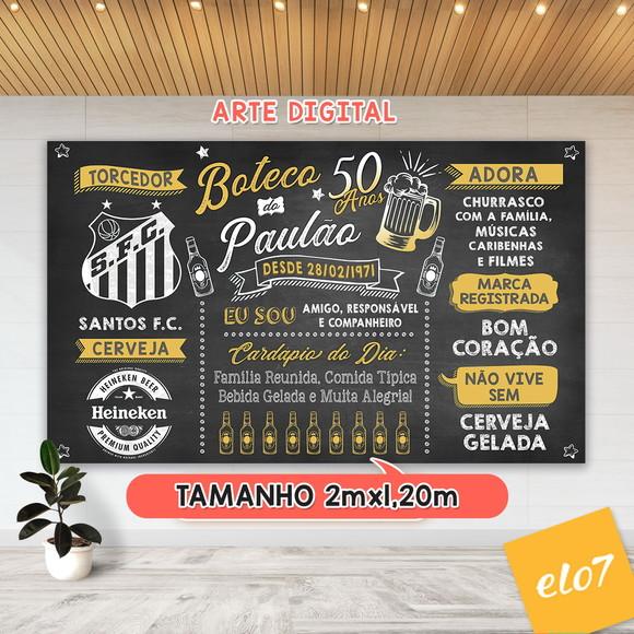 Arte Digital Painel Chalkboard Festa - Boteco Paulão 50 Anos