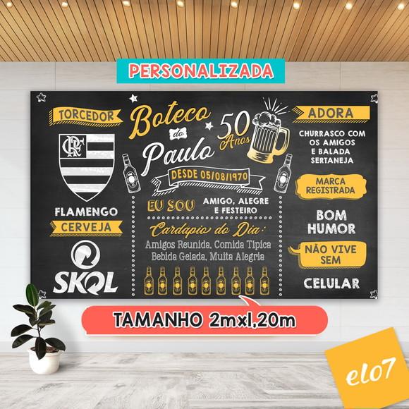 Arte Digital Painel Chalkboard Festa - Boteco Paulo 50 Anos