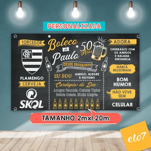 Arte Digital Painel Chalkboard Festa - Boteco Paulo 50 Anos