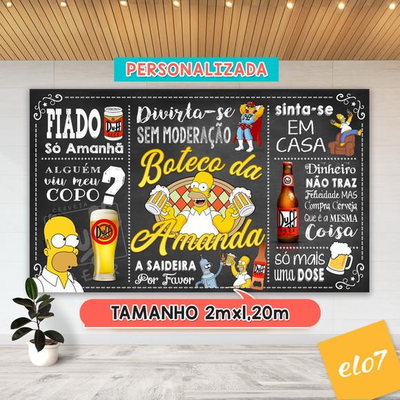 Arte Digital Painel Chalkboard Festa - Boteco Sinpsons Duff