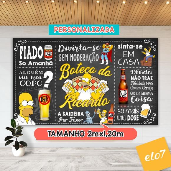 Arte Digital Painel Chalkboard Festa - Boteco Sinpsons Duff