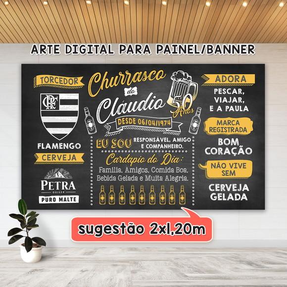 Arte Digital Painel Chalkboard Festa - Churrasco do Claudio