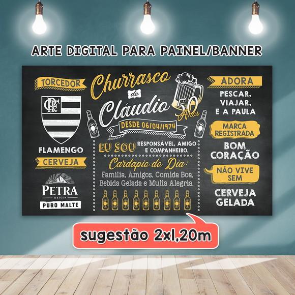 Arte Digital Painel Chalkboard Festa - Churrasco do Claudio