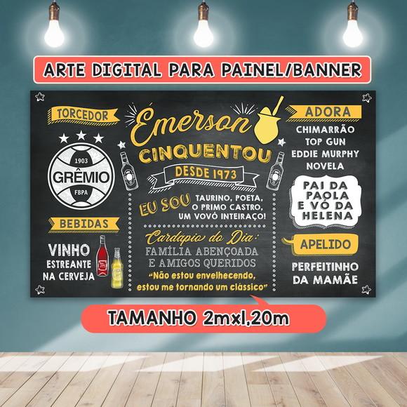 Arte Digital Painel Chalkboard Festa Aniversário 50 Anos