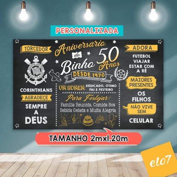 Arte Digital Painel Chalkboard Festa Aniversário 50 Anos