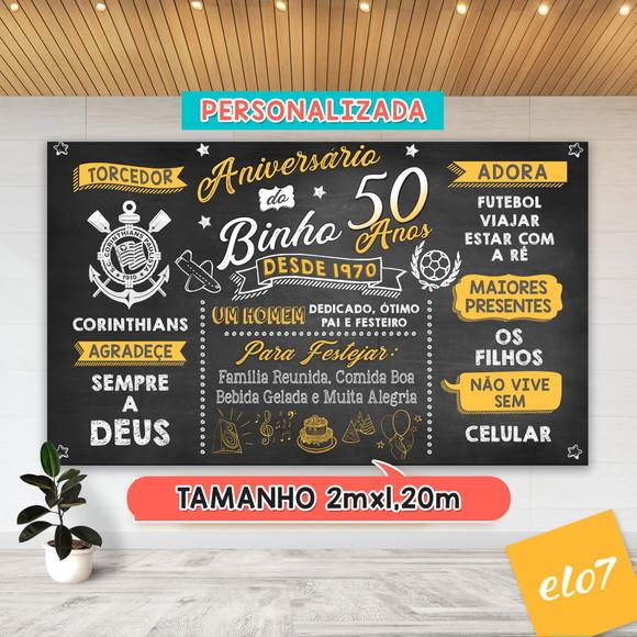 Arte Digital Painel Chalkboard Festa Aniversário 50 Anos