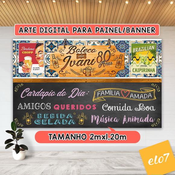 Arte Digital Painel Chalkboard Festa Boteco Da Ivani 80 Anos
