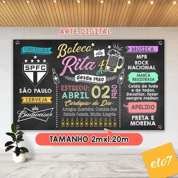 Arte Digital Painel Chalkboard Festa Boteco Da Rita 40 Anos
