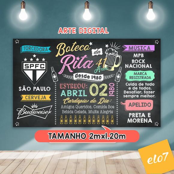 Arte Digital Painel Chalkboard Festa Boteco Da Rita 40 Anos