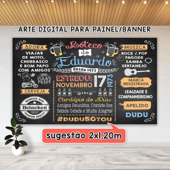 Arte Digital Painel Chalkboard Festa de Aniversário Boteco