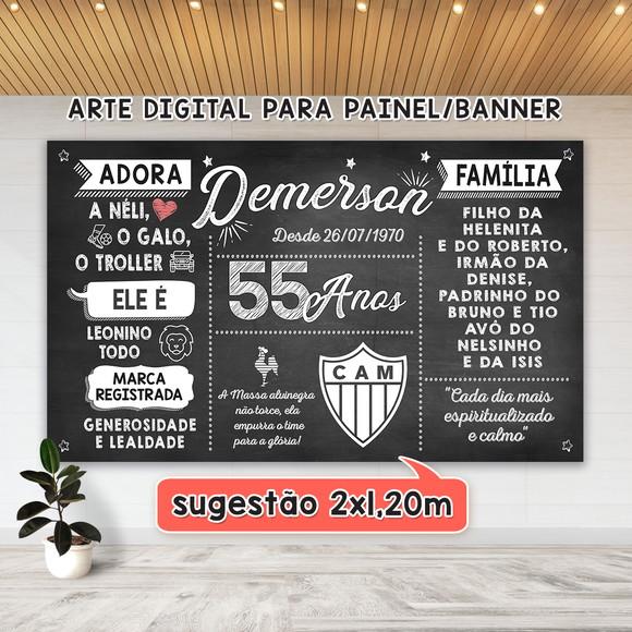 Arte Digital para Painel Banner Aniversário 55 Anos