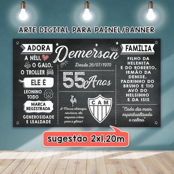 Arte Digital para Painel Banner Aniversário 55 Anos