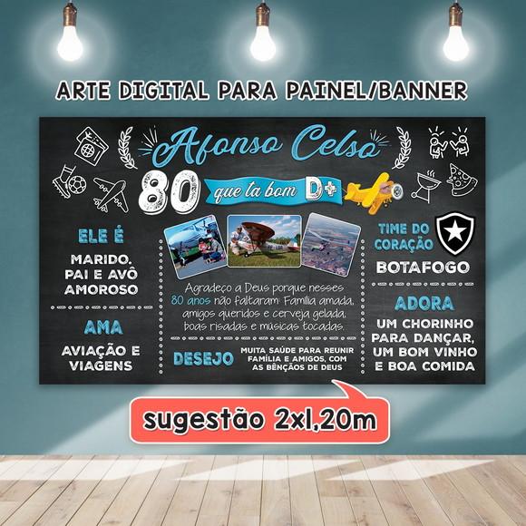 Arte Digital para Painel Banner Aniversário 80 Anos
