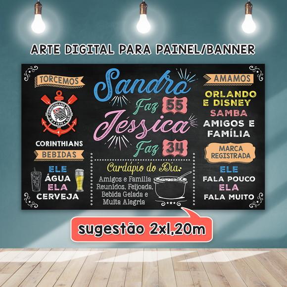 Arte Digital para Painel Banner Aniversário Dois Nomes