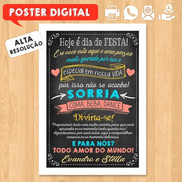 Arte Digital Poster Aniversário Hoje É Dia de Festa Casal