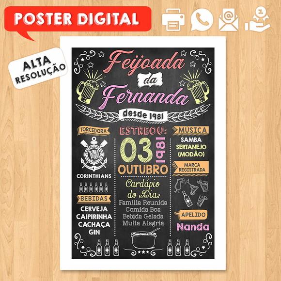 Arte Digital Poster Aniversário Feijoada da Fernanda