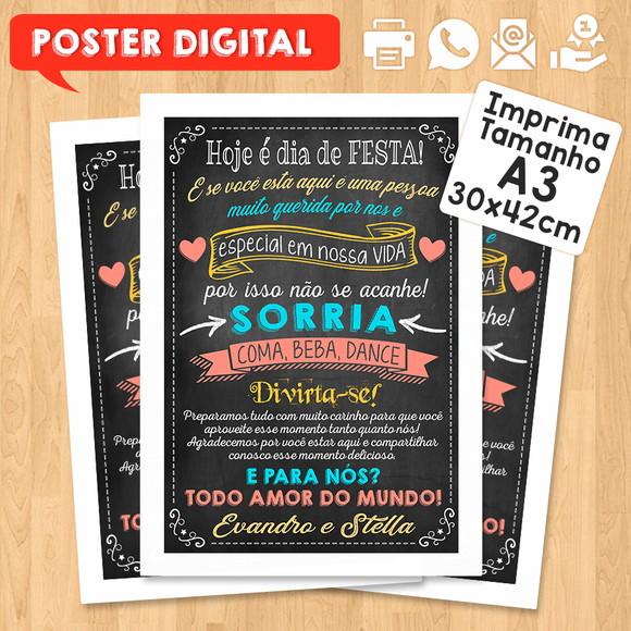 Arte Digital Poster Aniversário Hoje É Dia de Festa Casal