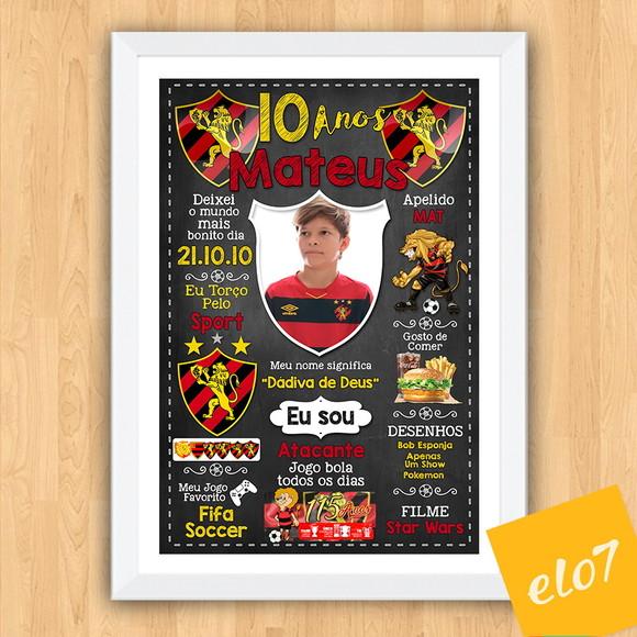 Chalkboard 20 Anos Times De Futebol Com Foto 30x42cm