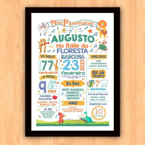Chalkboard Aniversário Bichos no Baile da Floresta 30x42cm