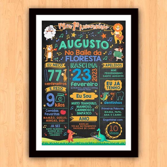 Chalkboard Aniversário Bichos no Baile da Floresta 30x42cm