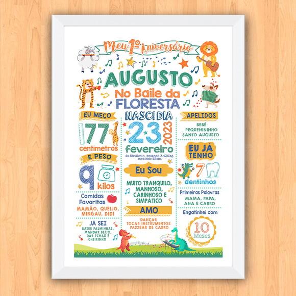 Chalkboard Aniversário Bichos no Baile da Floresta 30x42cm