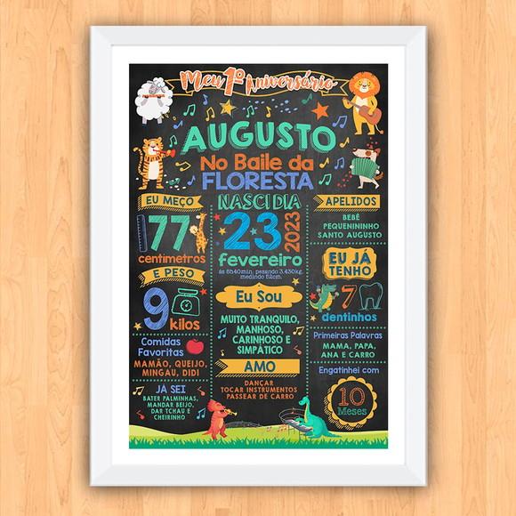 Chalkboard Aniversário Bichos no Baile da Floresta 30x42cm