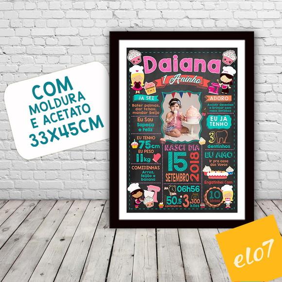Chalkboard Aniversário Boleira C/ Moldura 30x42cm
