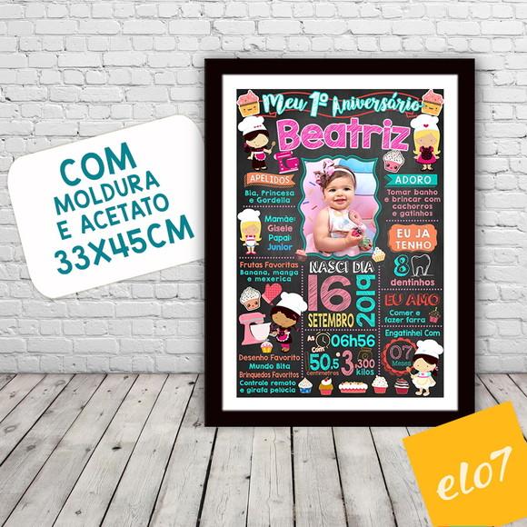 Chalkboard Aniversário Boleira C/ Moldura 30x42cm