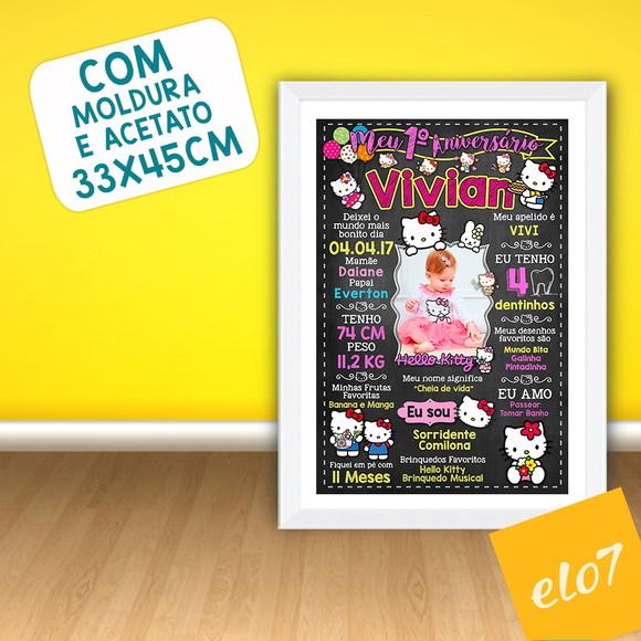 Chalkboard Aniversário C/ Moldura Hello Kitty 30x42cm