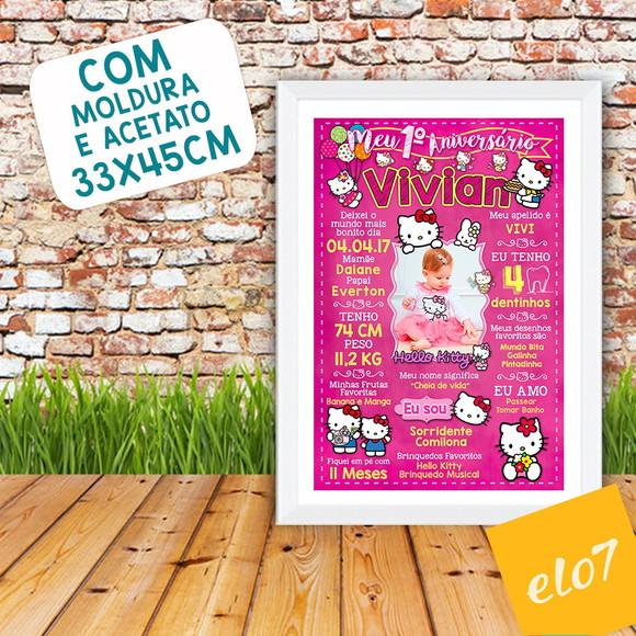 Chalkboard Aniversário C/ Moldura Hello Kitty Pink 30x42cm