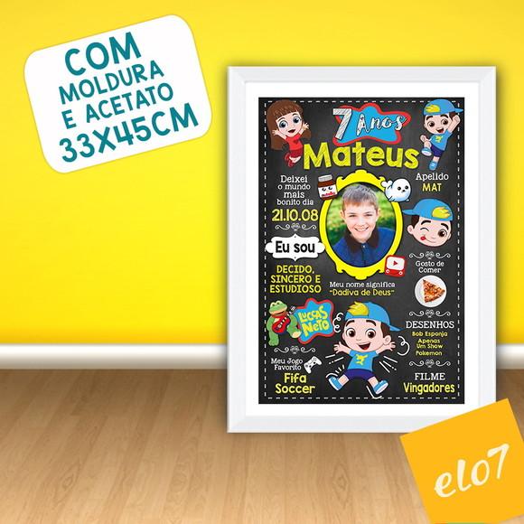 Chalkboard Aniversário C/ Moldura Luccas Neto 7 Anos 30x42cm
