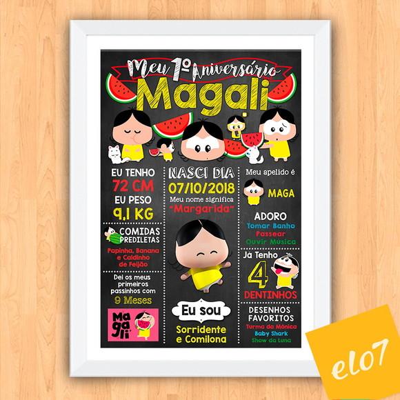 Chalkboard Aniversário C/ Moldura Magali Toy 30x42cm