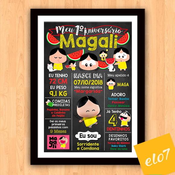 Chalkboard Aniversário C/ Moldura Magali Toy 30x42cm