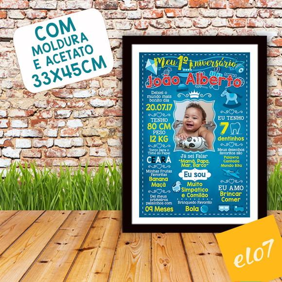 Chalkboard Aniversário C/ Moldura Menino Brinquedos 30x42cm
