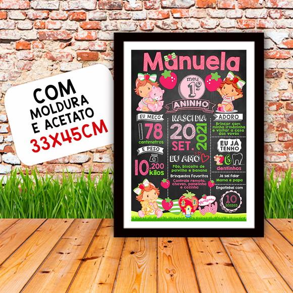Chalkboard Aniversário c/ Moldura Moranguinho Baby 30x42cm