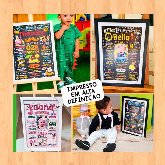 Chalkboard Aniversário C/ Moldura Mundo Bita 30x42cm