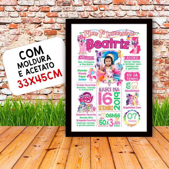 Chalkboard Aniversário c/ Moldura My Little Pony 30x42cm A3