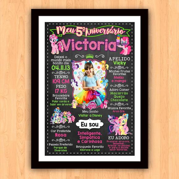 Chalkboard Aniversário c/ Moldura My Little Pony 5 Anos A3