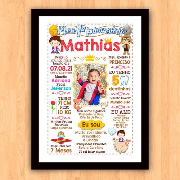 Chalkboard Aniversário c/ Moldura Pequeno Príncipe 30x42cm