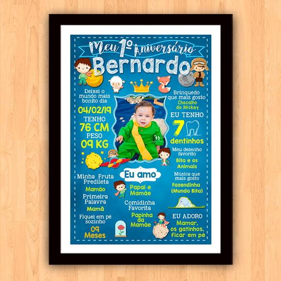 Chalkboard Aniversário c/ Moldura Pequeno Príncipe 30x42cm