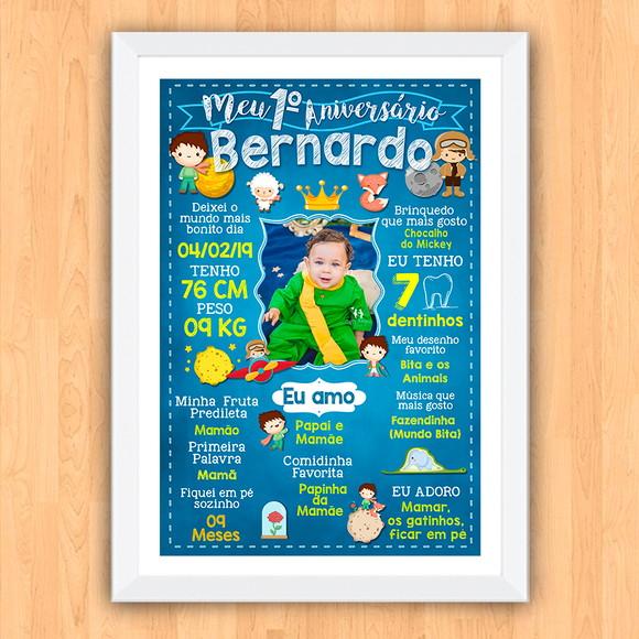 Chalkboard Aniversário c/ Moldura Pequeno Príncipe 30x42cm