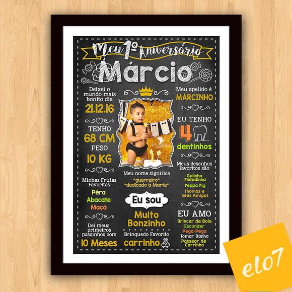Chalkboard Aniversário c/ Moldura Príncipe 30x42cm